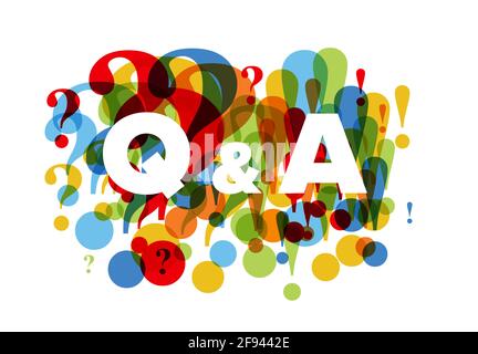 Question and Answers concept illustration template with big Q and A letters - frequentaly qustions and answers section icon, header image made from qu Stock Vector