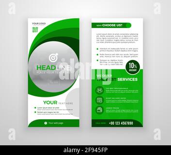 Double-sided DL flyer design. Brochure or flyer template. Layout with modern elements and photo space. Stock Vector