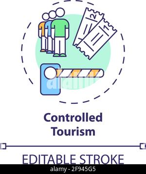 Controlled tourism concept icon Stock Vector