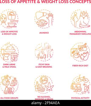 Liver health concept icons set Stock Vector