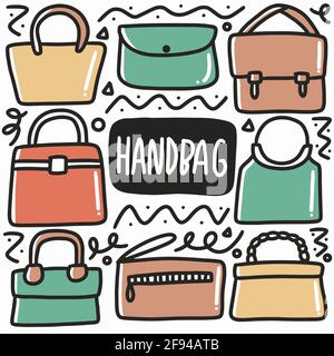 hand drawn handbag doodle set Stock Vector