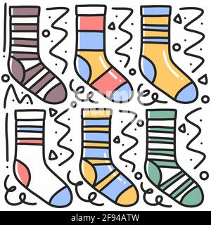 hand drawn sock doodle set Stock Vector