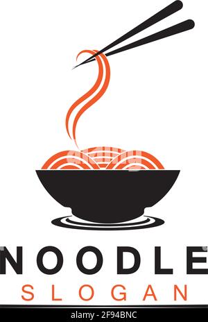 Noodle logo Vector Icon llustration design template.Suitable for any business related to ramen, noodles, fast food restaurants, Korean food, Japanese Stock Vector