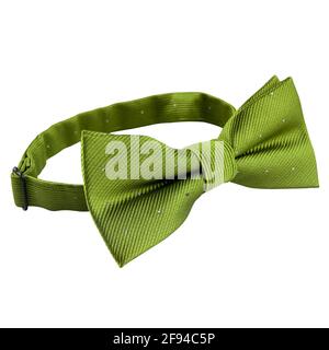 Green bow tie isolated on white background. Men's accessory for wedding ceremony Stock Photo