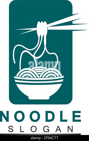 Noodle logo Vector Icon llustration design template.Suitable for any business related to ramen, noodles, fast food restaurants, Korean food, Japanese Stock Vector