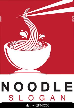 Noodle logo Vector Icon llustration design template.Suitable for any business related to ramen, noodles, fast food restaurants, Korean food, Japanese Stock Vector