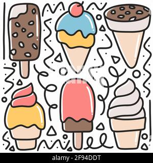hand drawn ice cream doodle set Stock Vector
