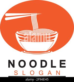 Noodle logo Vector Icon llustration design template.Suitable for any business related to ramen, noodles, fast food restaurants, Korean food, Japanese Stock Vector