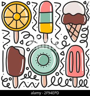 hand drawn ice cream doodle set Stock Vector