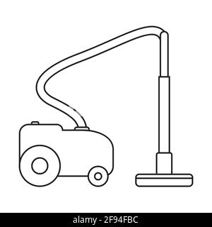 Electric vacuum cleaner with hose. Black and white icon. Vector Illustration. EPS10 Stock Vector