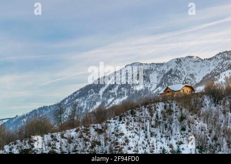 Aerial view of Bad Aussee town famous for skiing and spa treatment, Austria. Stock Photo
