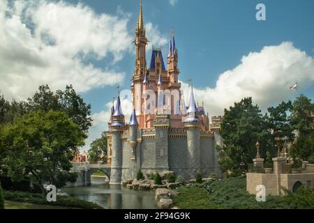 Orlando , Florida. September 21, 2020. Panoramic view of Magic Kingdom ...