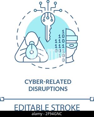 Cyber-related disruptions concept icon Stock Vector