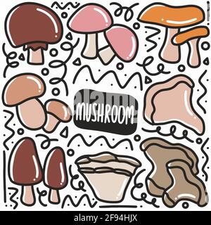 hand drawn mushroom doodle set Stock Vector