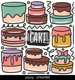 hand drawn cake doodle set Stock Vector