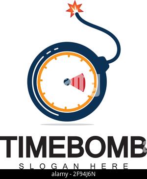 Time bomb logo vector icon ilustration design template Stock Vector