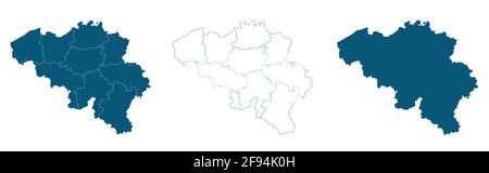 Belgium map in blue on a white background Stock Vector