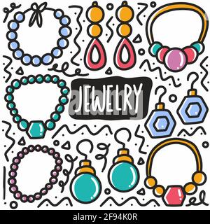 hand drawn jewelry doodle set Stock Vector
