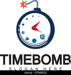 Time bomb logo vector icon ilustration design template Stock Vector