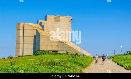 View of the monument of Founders of the Bulgarian State Monument near Shumen, Bulgaria Stock Photo