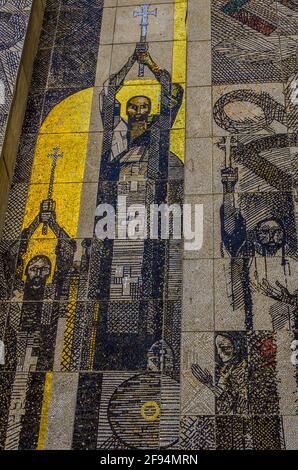 View of the monument of Founders of the Bulgarian State Monument near Shumen, Bulgaria Stock Photo