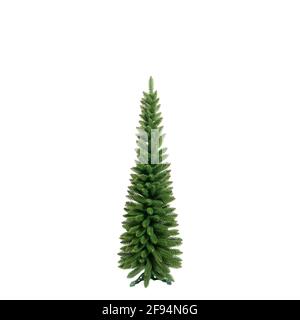 Unadorned Christmas tree isolated on white Stock Photo