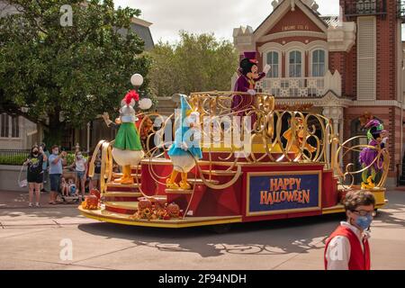 Orlando, Florida. August 04, 2020. Minnie on Halloween Parade float at Magic Kingdom (471) Stock Photo