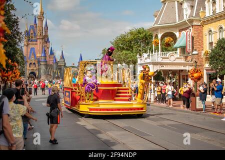 Orlando, Florida. August 04, 2020. Minnie on Halloween Parade float at Magic Kingdom (471) Stock Photo