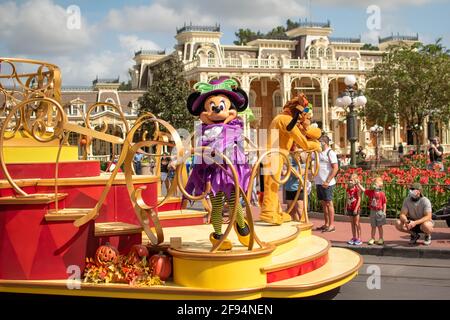 Orlando, Florida. August 04, 2020. Minnie on Halloween Parade float at Magic Kingdom (471) Stock Photo