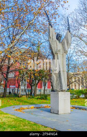 Statue of saint kliment ohridski in Sofia, Bulgaria Stock Photo
