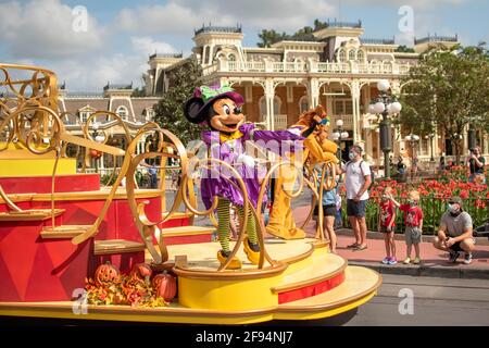 Orlando, Florida. August 04, 2020. Minnie on Halloween Parade float at Magic Kingdom (472) Stock Photo