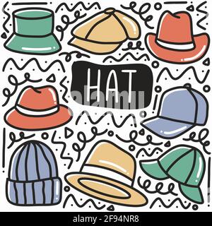 hand drawn hat doodle set Stock Vector