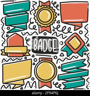 hand drawn badge doodle set Stock Vector