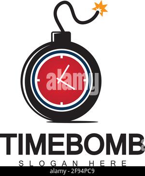 Time bomb logo vector icon ilustration design template Stock Vector