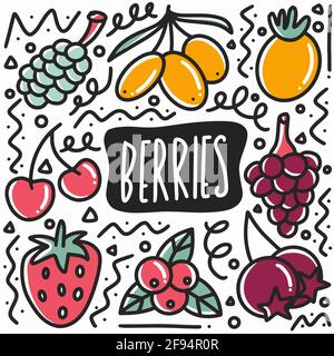 Household Doodle Items stock vector. Illustration of berry - 58265811,  drawing items 