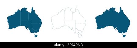 Vector map of Australia with borders of states Stock Vector