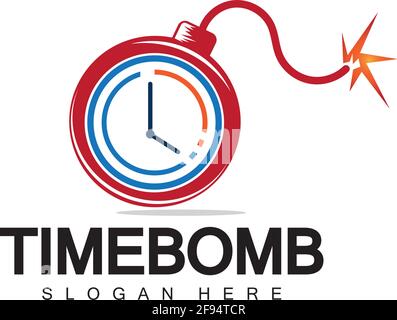 Time bomb logo vector icon ilustration design template Stock Vector