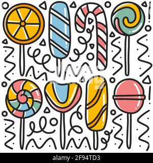 hand drawn candy doodle set Stock Vector