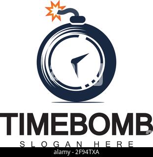 Time bomb logo vector icon ilustration design template Stock Vector