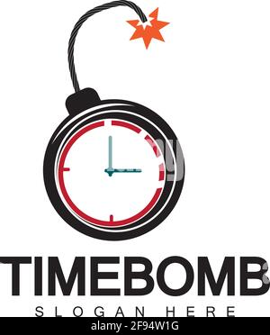 Time bomb logo vector icon ilustration design template Stock Vector