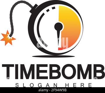 Time bomb logo vector icon ilustration design template Stock Vector