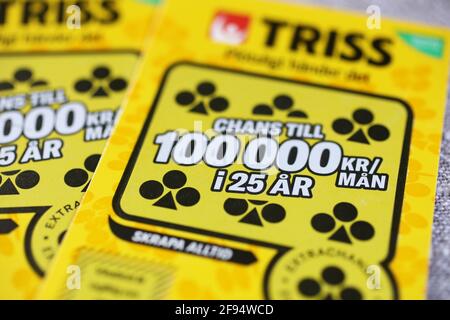 A Triss lottery from Svenska Spel. Stock Photo