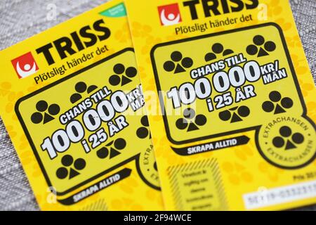 A Triss lottery from Svenska Spel. Stock Photo