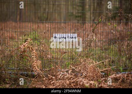 Private land no entry signs, no public right of way sign in the UK Stock Photo