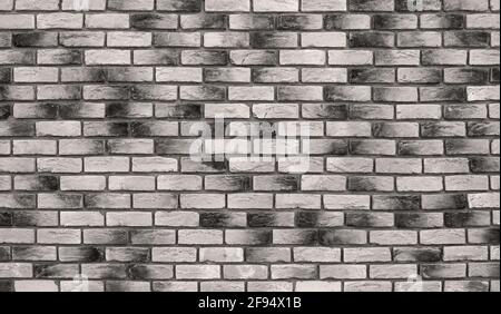Simple hand made black and white brick wall. Detailed photo of brickwork. Stock Photo
