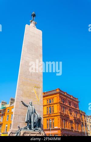 Parnell monument in the center of Dublin, ireland Stock Photo