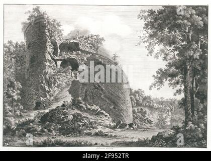 The blown tower on the Heidelberger castle. Ruin de la Tour Au Chateau de Heidelberg. Stock Photo