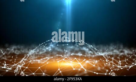 Abstract polygonal space background with connecting dots and lines. Futuristic background . 3 d render. Stock Photo