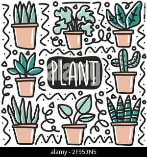 hand drawn plant doodle set Stock Vector
