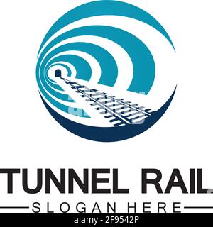 Rail with tunnel logo icon vector design template Stock Vector